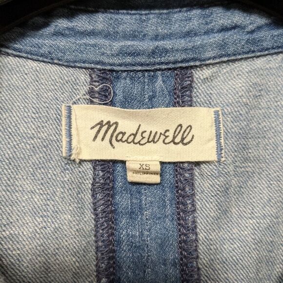 MADEWELL Indigo Ruffle Oversized Shirt XS - Picture 4 of 8